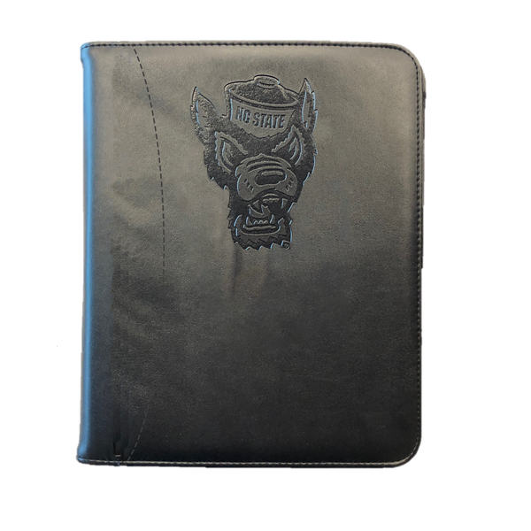 NC State Wolfpack Black 10.25x13.5 Zipper Student Wolfhead Padfolder