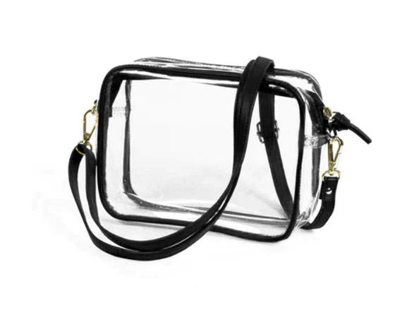 Amazon.com : Vorspack Clear Bag Stadium Approved - PVC Clear Purse Clear  Crossbody Bag with Front Pocket for Concerts Sports Festivals - Black :  Sports & Outdoors