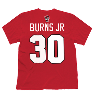 NC State Wolfpack Retro Brands Red #30 DJ Burns Jr Youth T-shirt