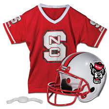 NC State Wolfpack Wolfhead and Block S Jersey and Helmet Set
