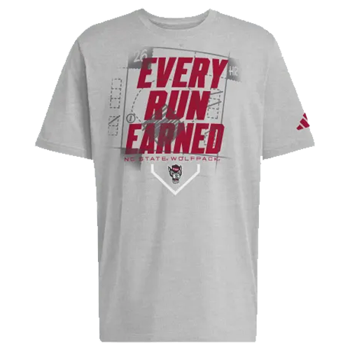 NC State Wolfpack Grey adidas Baseball "Every Run Earned" T-Shirt