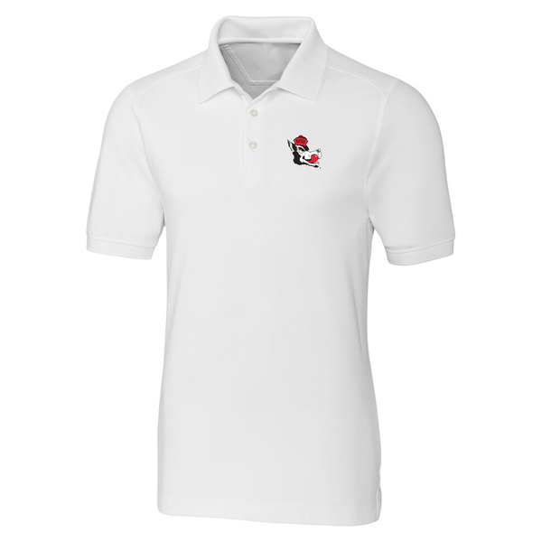 NC State Wolfpack Cutter & Buck White Advantage DryTec Vault Slobbering Wolf Polo