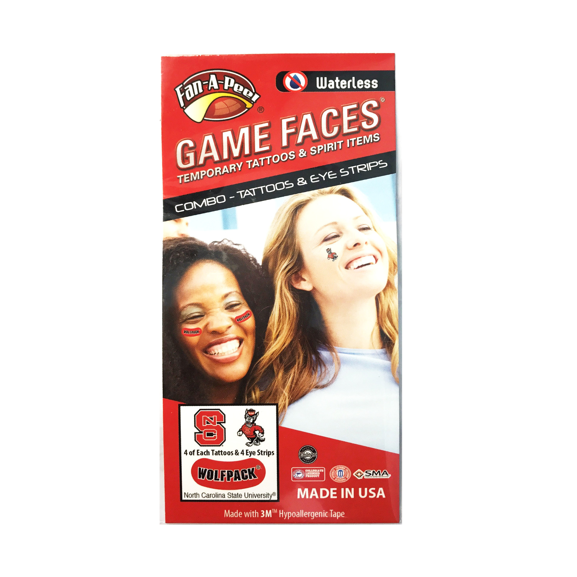 NC State Wolfpack Combo Pack Tattoos and Red Eye Strips