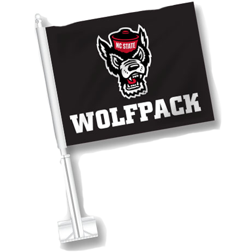 NC State Wolfpack Black Wolfhead Car Flag