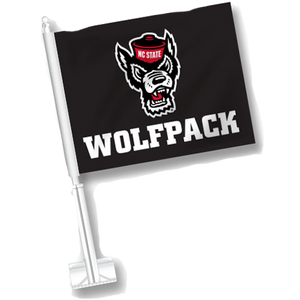 NC State Wolfpack Black Wolfhead Car Flag