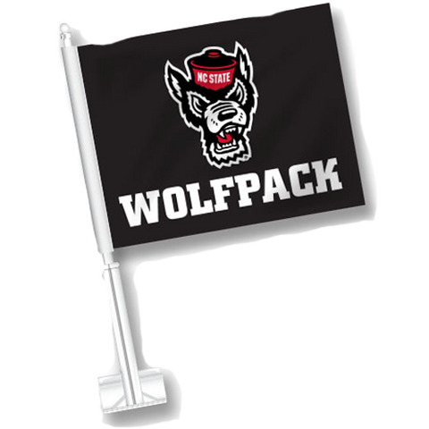 NC State Wolfpack Black Wolfhead Car Flag