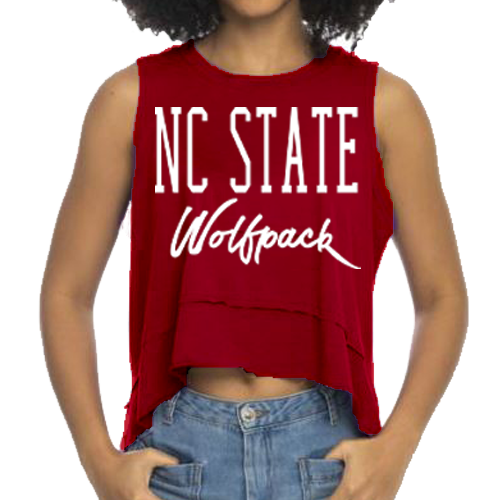 NC State Wolfpack Women's Red Flowy Script Tank