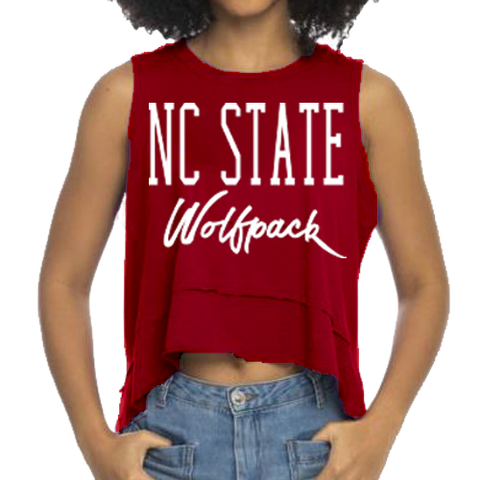 NC State Wolfpack Women's Red Flowy Script Tank
