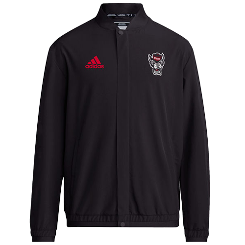 NC State Wolfpack Adidas Black Wolfhead Sideline Athlete Full Zip Woven Jacket