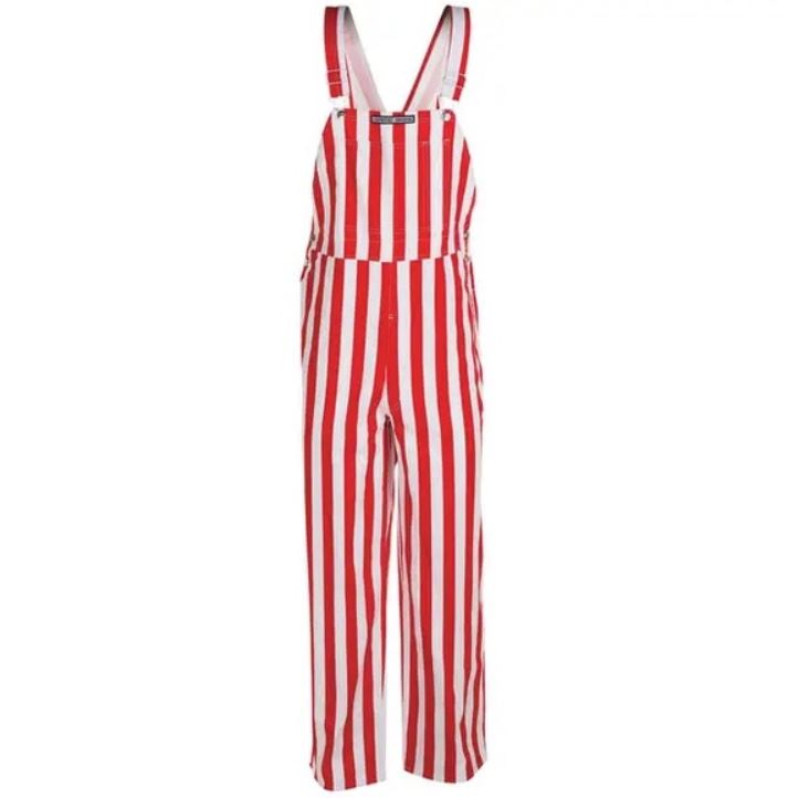 Game Bibs Adult Unisex Red and White Striped Game Day Overalls