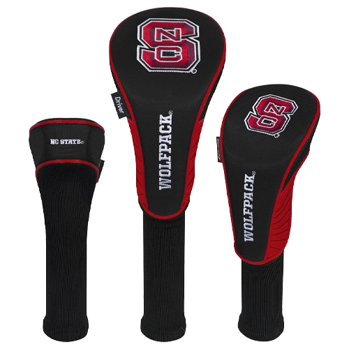 NC State Wolfpack Black Set of 3 Golf Headcovers