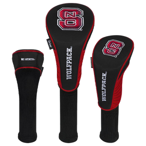 NC State Wolfpack Black Set of 3 Golf Headcovers