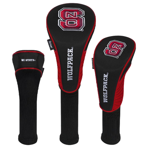 NC State Wolfpack Black Set of 3 Golf Headcovers