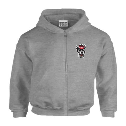 NC State Wolfpack Infant Grey Wolfhead Full Zip Hooded Sweatshirt