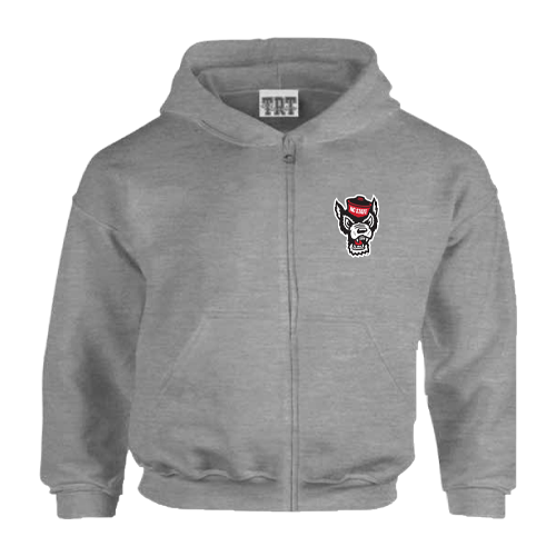 NC State Wolfpack Toddler Grey Wolfhead Full Zip Hooded Sweatshirt
