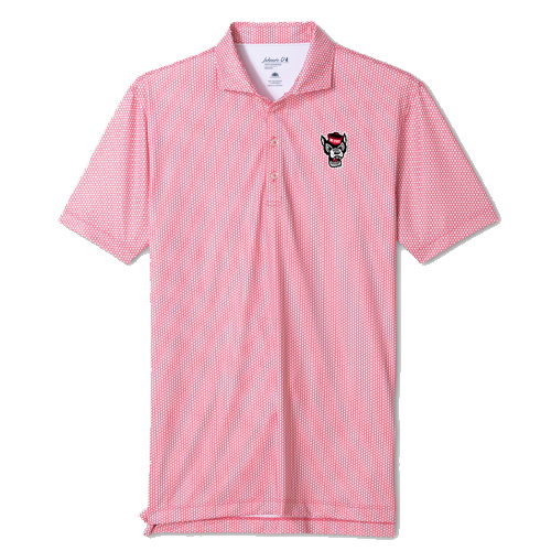NC State Wolfpack Johnnie-O Wolfhead Red and White Hex Performance Polo