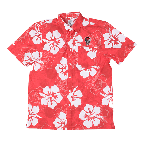 NC State Wolfpack Short Sleeve Hibiscus Button Down