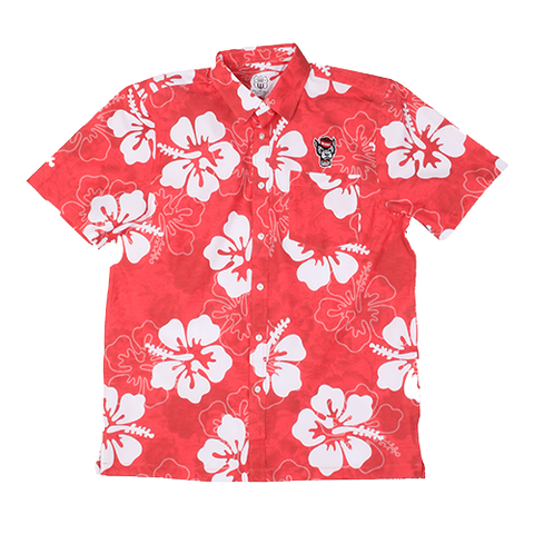 NC State Wolfpack Short Sleeve Hibiscus Button Down