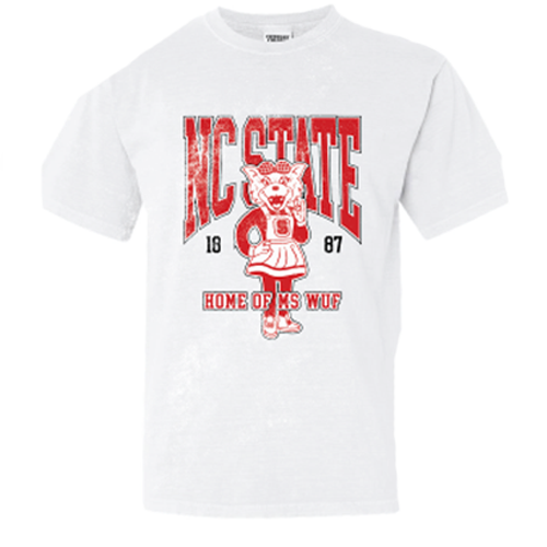 NC State Wolfpack Girl Tribe Comfort Colors White Youth Home of Ms. Wuf T-Shirt