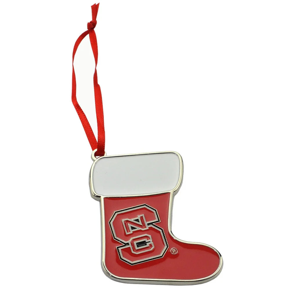 NC State Wolfpack Red Stocking Metal Ornament