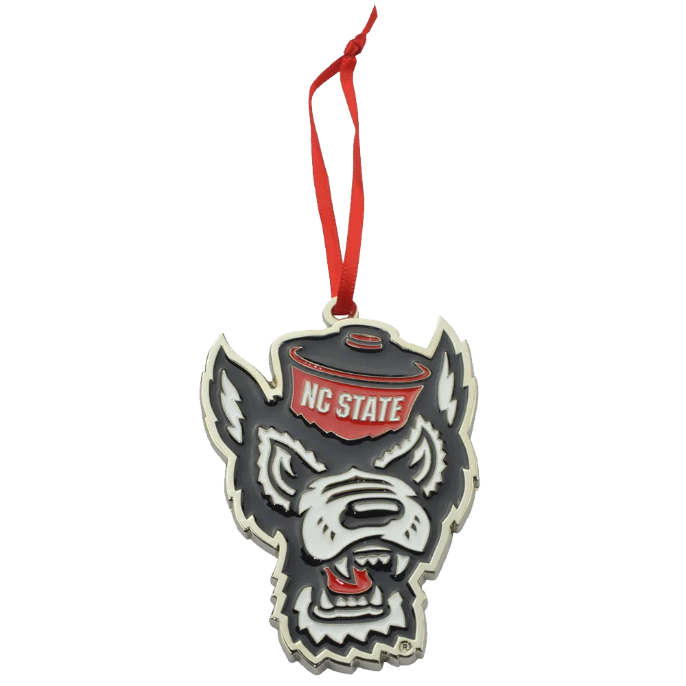 NC State Wolfpack Wolfhead Metal Ornament