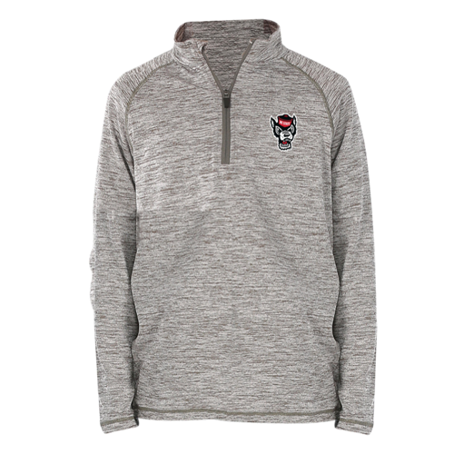 NC State Wolfpack Youth Spacedye Grey Wolfhead 1/4 Zip Pullover