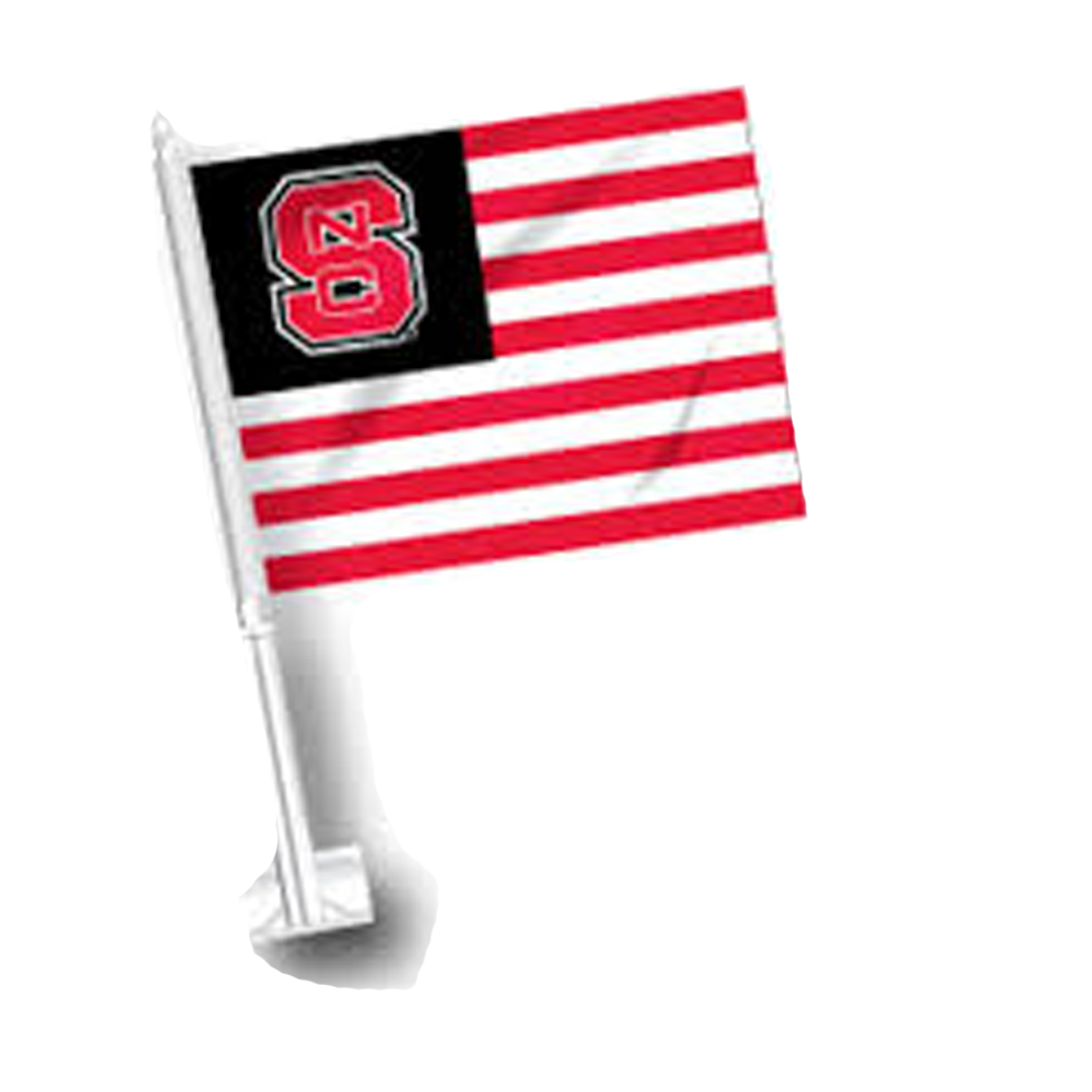 NC State Wolfpack Red White and State Car Flag