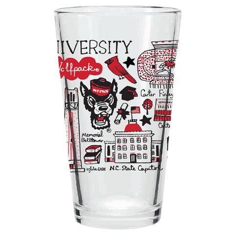 NC State Wolfpack 16oz Julia Gash Pint Glass