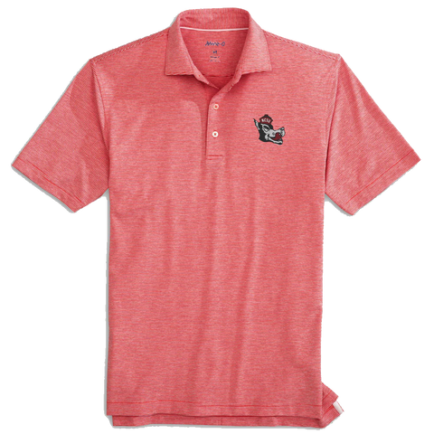 NC State Wolfpack Johnnie-O Red and White Striped Slobbering Wolf Lyndon Polo