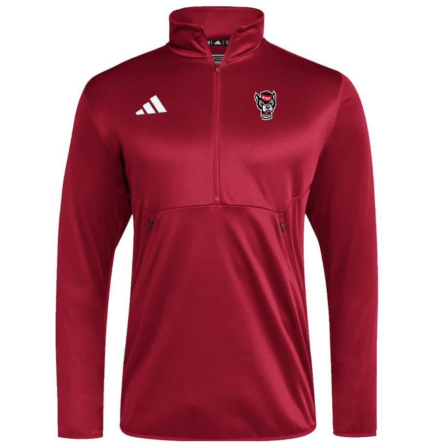 NC State Wolfpack Adidas Red Wolfhead 1/4 Zip Knit Jacket
