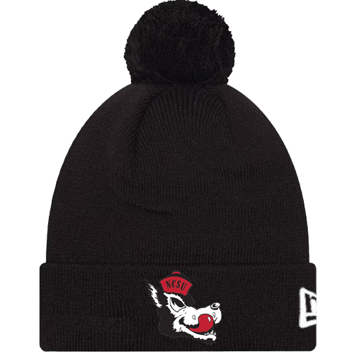 NC State Wolfpack New Era Black Slobbering Wolf Knitted Cuff Pom Beanie