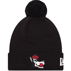 NC State Wolfpack New Era Black Slobbering Wolf Knitted Cuff Pom Beanie