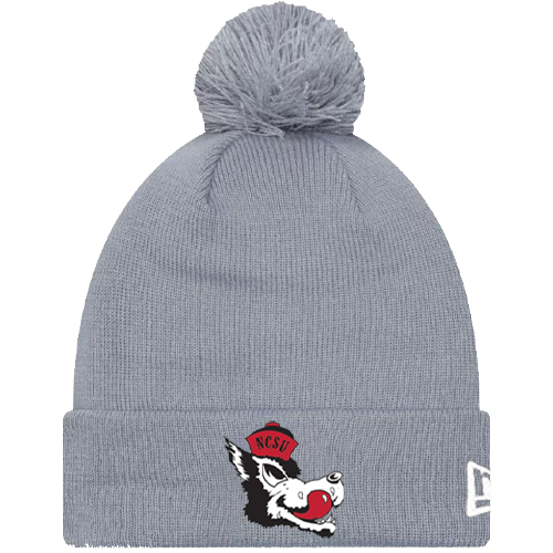 NC State Wolfpack New Era Grey Slobbering Wolf Knitted Cuff Pom Beanie