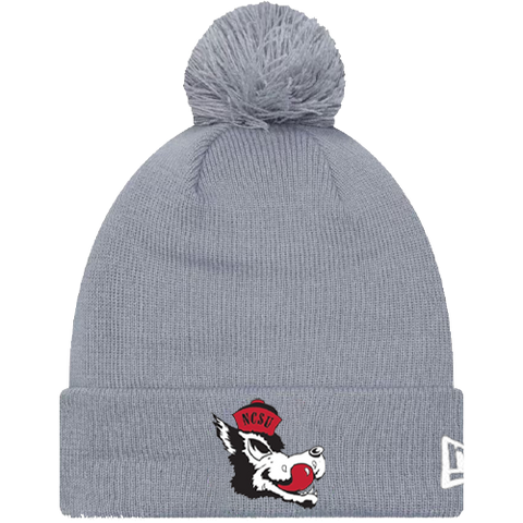 NC State Wolfpack New Era Grey Slobbering Wolf Knitted Cuff Pom Beanie