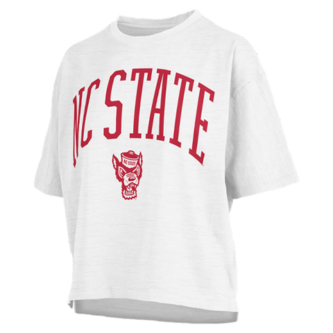 NC State Wolfpack Women's White Wellington Oversized Crop Top