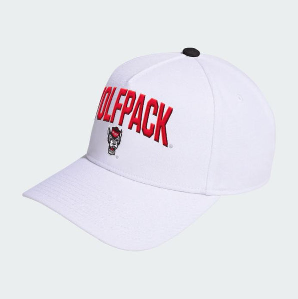 NC State Wolfpack adidas Wolfhead LR A-Frame Snapback Hat
