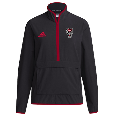 NC State Wolfpack Adidas 1/4 Zip Black Woven Jacket