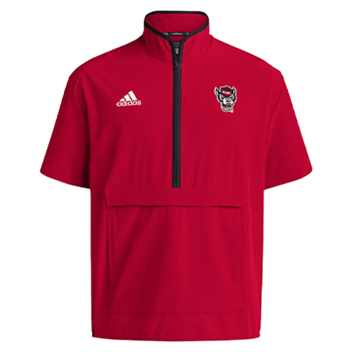 NC State Wolfpack Adidas Red Short Sleeve 1/4 Zip Woven Jacket
