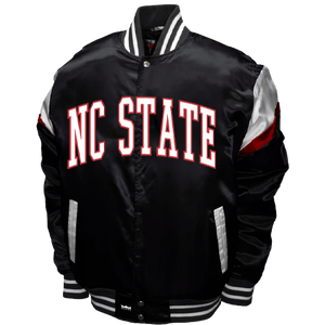 NC State Wolfpack Franchise Club Black Power Satin Bomber Jacket