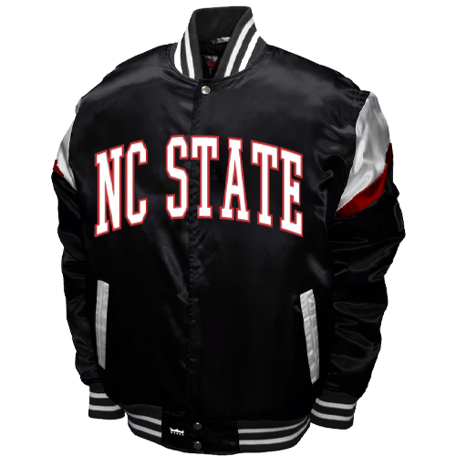 NC State Wolfpack Franchise Club Black Power Satin Bomber Jacket