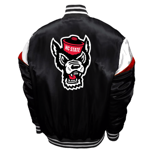 NC State Wolfpack Franchise Club Black Power Satin Bomber Jacket