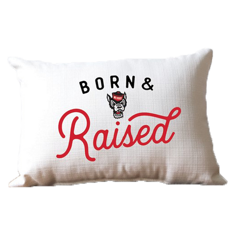 NC State Wolfpack Born & Raised Pillow