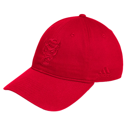 NC State Wolfpack Adidas Red Monochrome Wolfhead Adjustable Slouch Hat