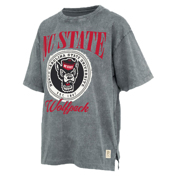 NC State Wolfpack Women's Grey Stonewash Oversized T-Shirt