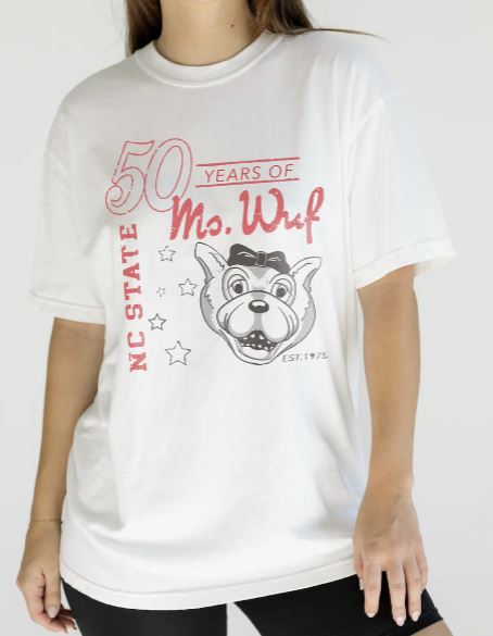 NC State Wolfpack Ms. Wuf 50 Years Comfort Colors T-Shirt