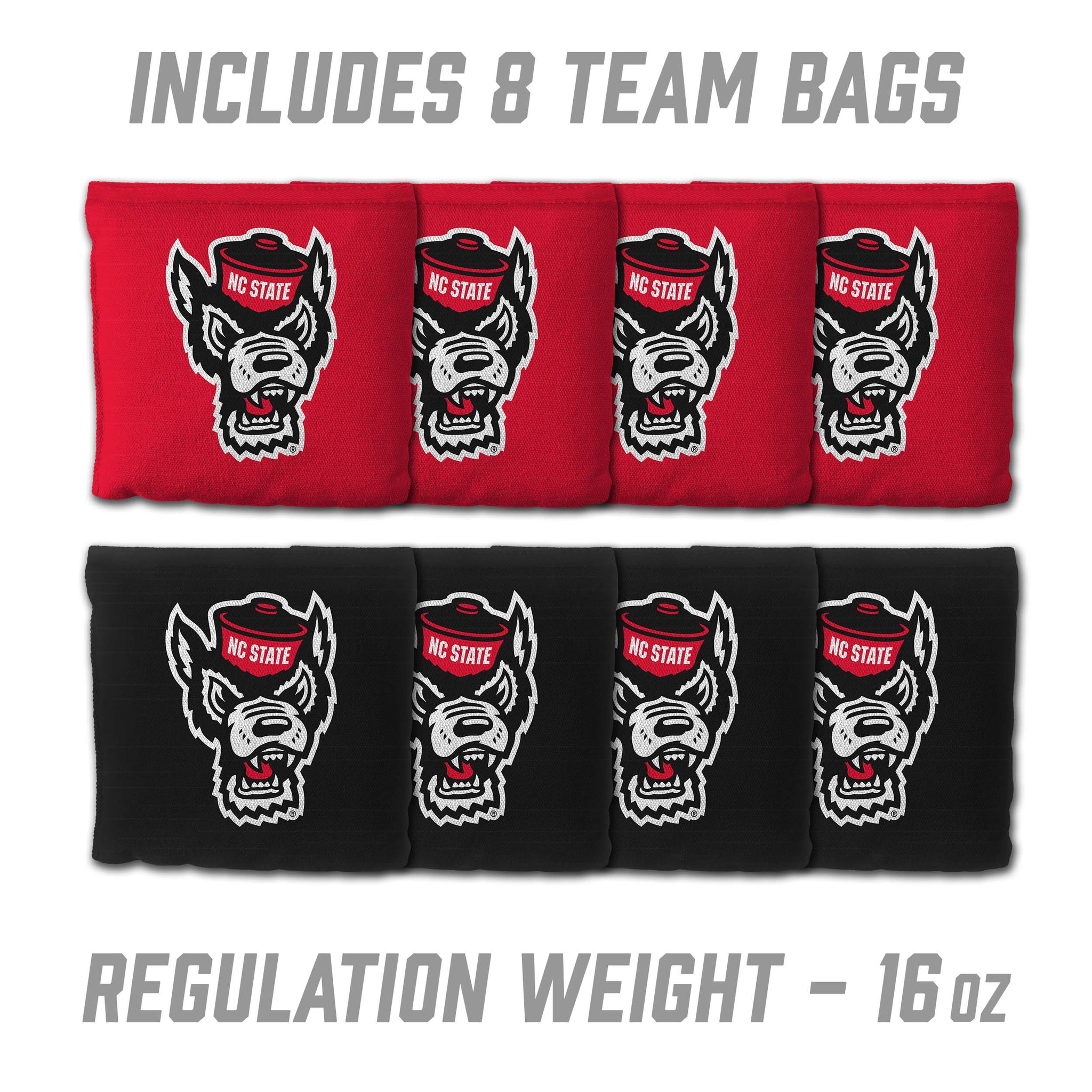 NC State Wolfpack Wolfhead Cornhole Bags Set of 8