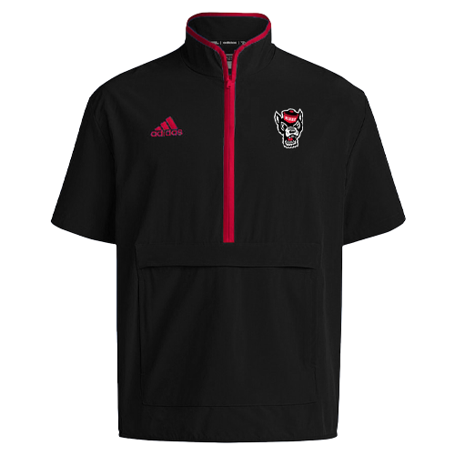 NC State Wolfpack Adidas Black Short Sleeve 1/4 Zip Woven Jacket