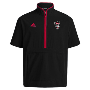 NC State Wolfpack Adidas Black Short Sleeve 1/4 Zip Woven Jacket