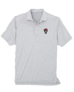 NC State Wolfpack Johnnie O Grey Newton Wolfhead Golf Shirt