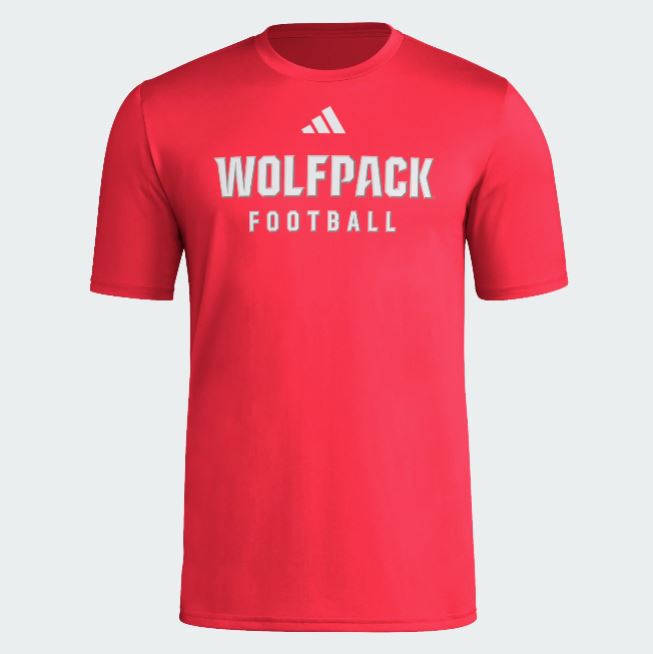 NC State Wolfpack Adidas 2025 Red Football Pre-Game Performance T-Shirt